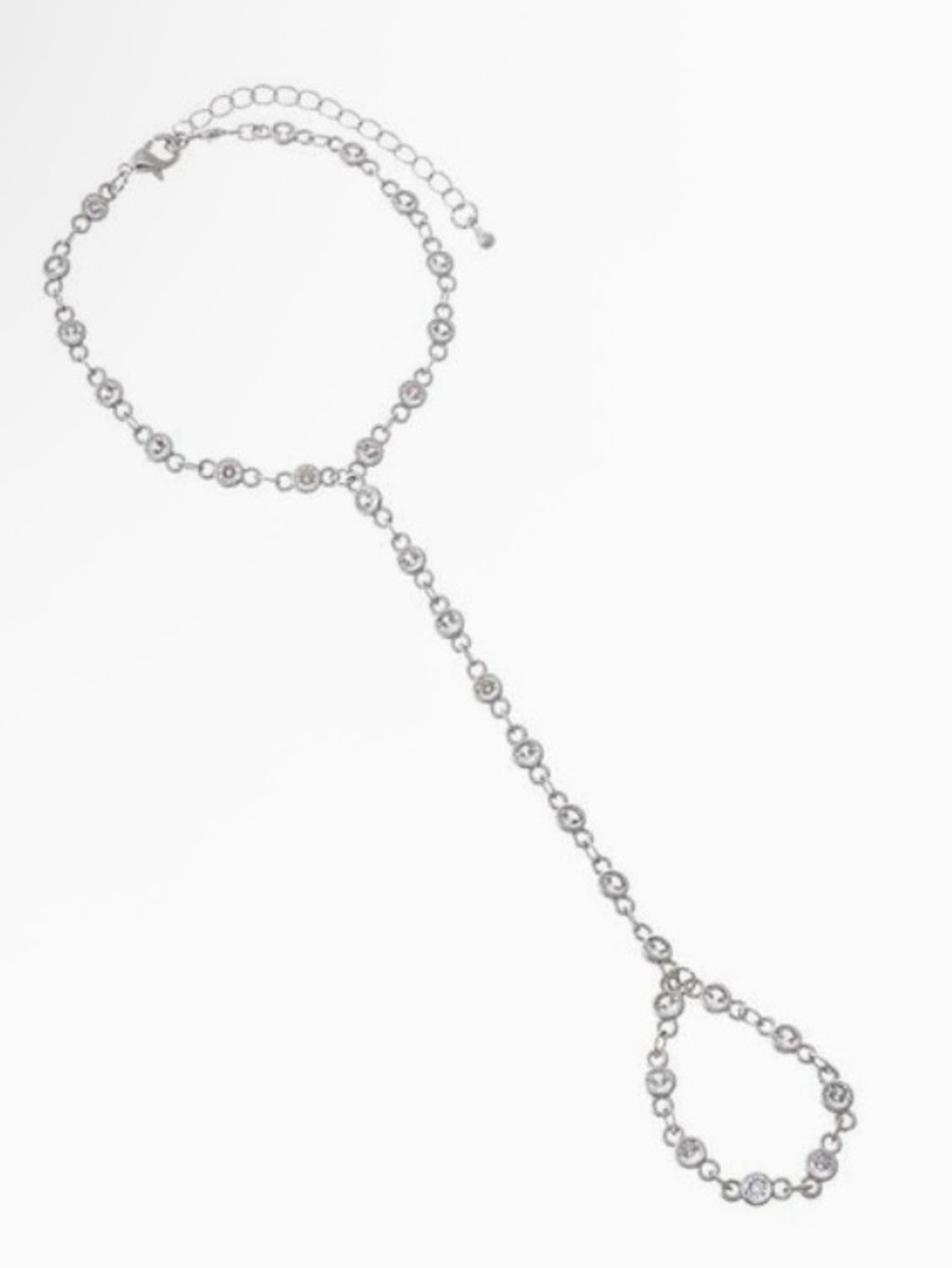 Adina Eden White Gold Plated and Triple A CZ Hand Chain Bracelet